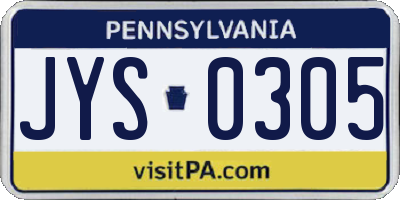 PA license plate JYS0305