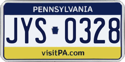PA license plate JYS0328