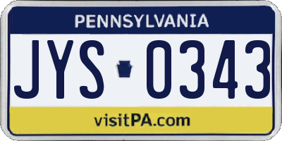 PA license plate JYS0343