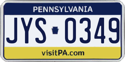PA license plate JYS0349