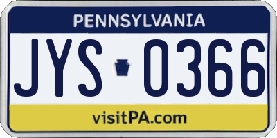 PA license plate JYS0366