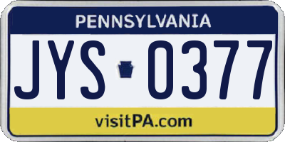 PA license plate JYS0377