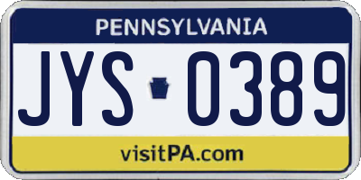 PA license plate JYS0389