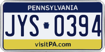 PA license plate JYS0394