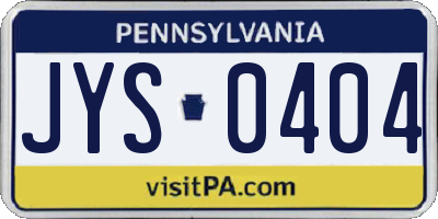 PA license plate JYS0404