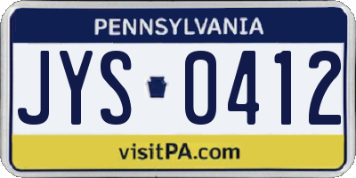 PA license plate JYS0412