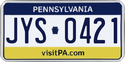 PA license plate JYS0421