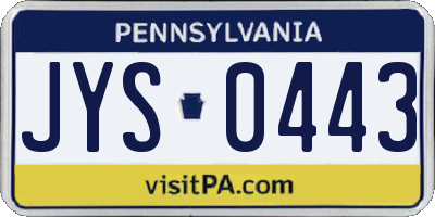 PA license plate JYS0443