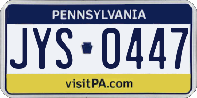 PA license plate JYS0447