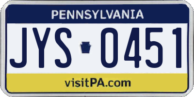PA license plate JYS0451