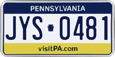 PA license plate JYS0481