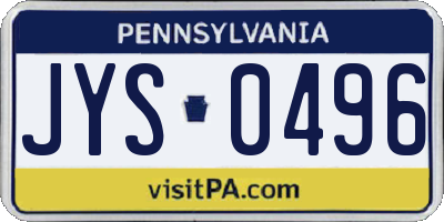 PA license plate JYS0496