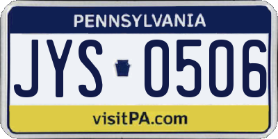 PA license plate JYS0506