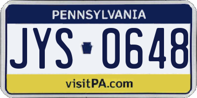 PA license plate JYS0648