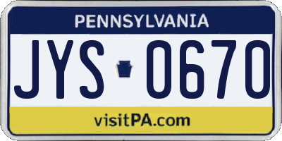 PA license plate JYS0670