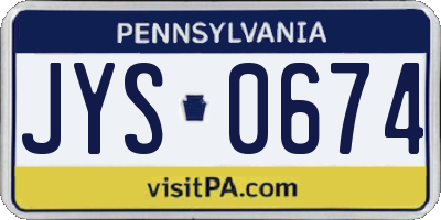 PA license plate JYS0674