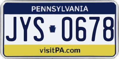 PA license plate JYS0678