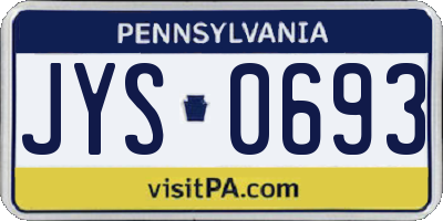 PA license plate JYS0693