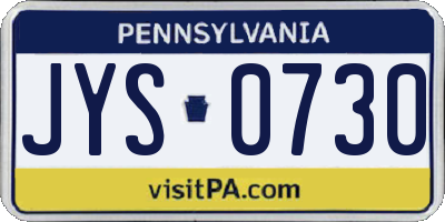 PA license plate JYS0730