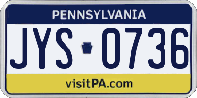 PA license plate JYS0736