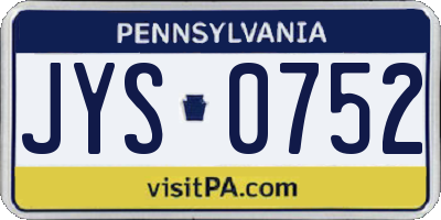 PA license plate JYS0752