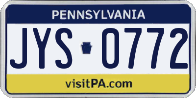 PA license plate JYS0772