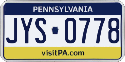 PA license plate JYS0778
