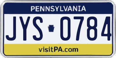 PA license plate JYS0784