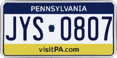 PA license plate JYS0807