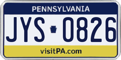 PA license plate JYS0826