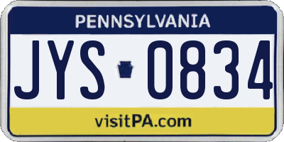 PA license plate JYS0834