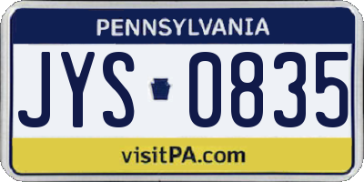 PA license plate JYS0835