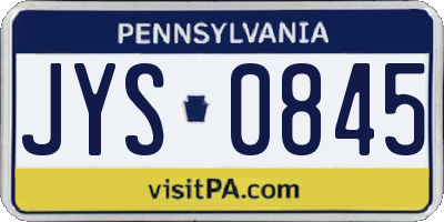 PA license plate JYS0845