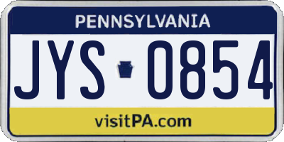 PA license plate JYS0854