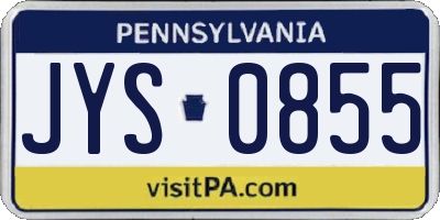 PA license plate JYS0855