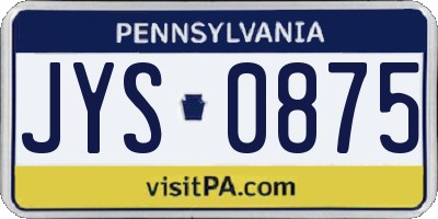 PA license plate JYS0875