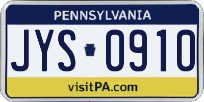 PA license plate JYS0910