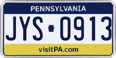 PA license plate JYS0913