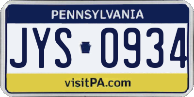 PA license plate JYS0934