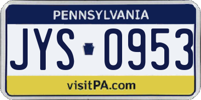 PA license plate JYS0953