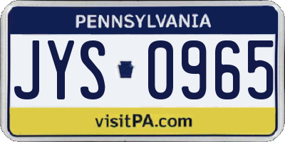 PA license plate JYS0965