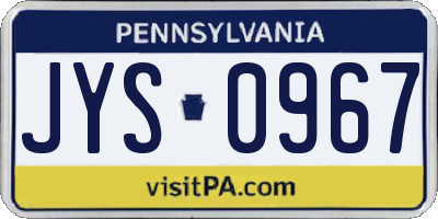 PA license plate JYS0967