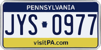 PA license plate JYS0977