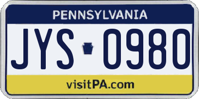 PA license plate JYS0980