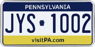 PA license plate JYS1002