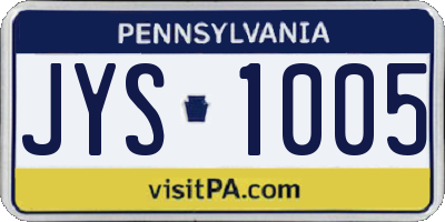 PA license plate JYS1005