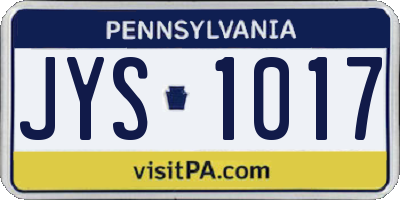 PA license plate JYS1017