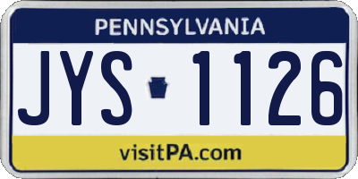 PA license plate JYS1126