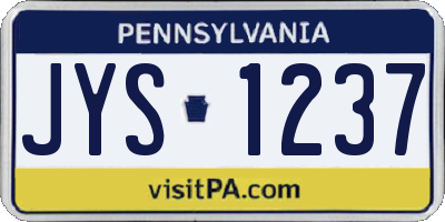 PA license plate JYS1237