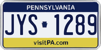 PA license plate JYS1289